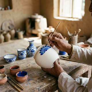 The Blue-Pottery Painters of Sanganer